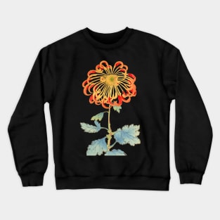 Red and Gold Chrysanthemum 2 - Hasegawa - Traditional Japanese style - Botanical Illustration Crewneck Sweatshirt